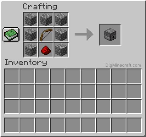To make a redstone repeater, place 3 stones, 2 redstone torches, and 1 redstone dust in the. . Dispenser recipe minecraft
